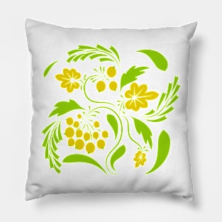 Folk floral art print  Flowers abstract art  poster Pillow