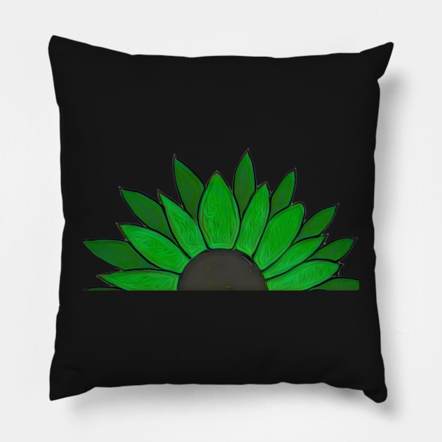 Sunflower half 12 Pillow by FlossOrFi