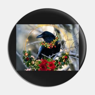 Christmas Crow, raven, winter solstice Pin