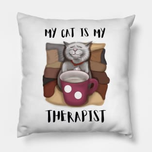 My Cat is My Therapist. Coffee Cat Pillow