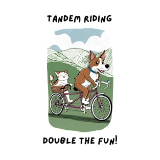 Cat and dogs tadem riding T-Shirt