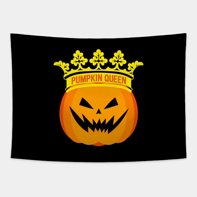 Pumpkin Queen Funny Halloween Shirt Season Scary Costume Tapestry by stonefruit