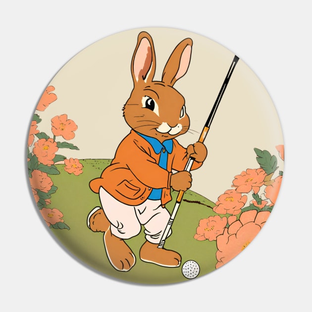 Golfing Rabbit Dad Bunny Lover is a Golfer in the Golf Club Tournament Pin by wigobun