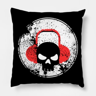 Skull with Headphones - Vintage Pillow