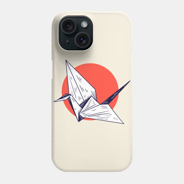 Vintage Sketch of a Japanese Origami Crane Phone Case by SLAG_Creative