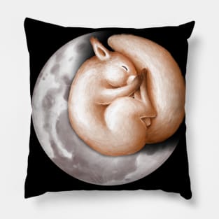 Cute squirrel sleeping on the moon. Pillow