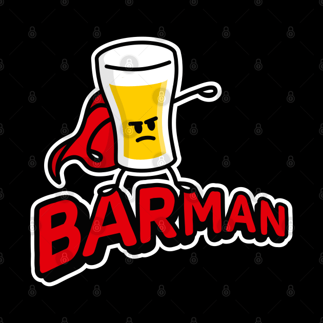 Barman, vintage Superhero comic Barkeeper Bartender Waiter by LaundryFactory