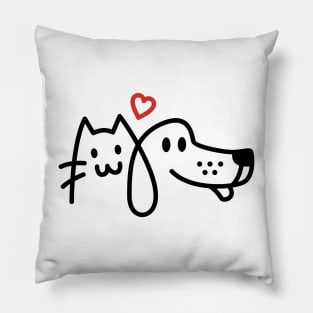 CAT AND DOG TOGETHER FRIENDS Pillow