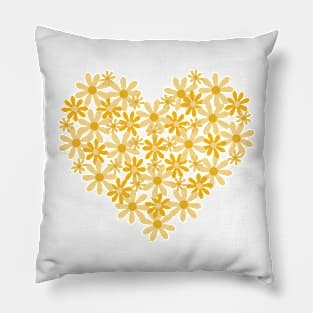 Golden Flower Heart (white background) Pillow