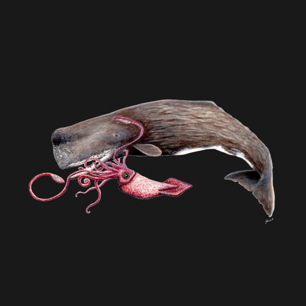 Sperm whale and giant squid by chloeyzoard