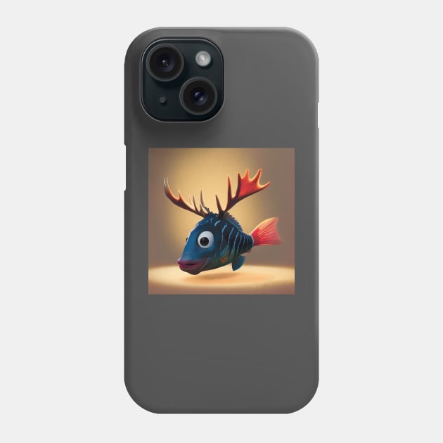 Cute Fantasy Fish with Antlers Phone Case by Geminiartstudio