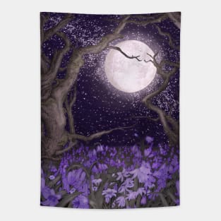 Moonlight and Purple Forest Gardens Tapestry