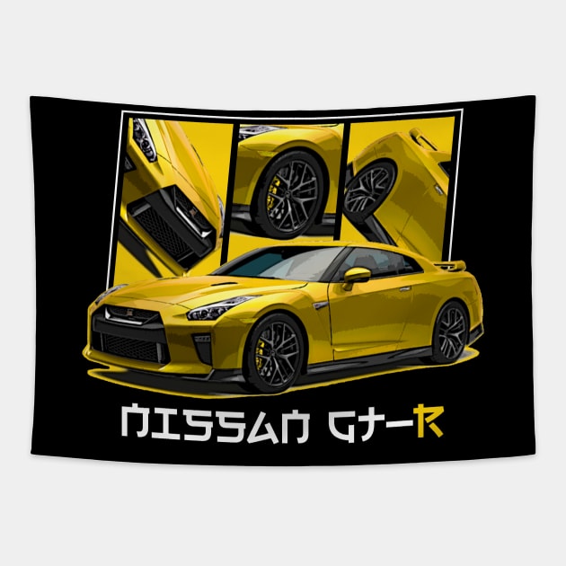 Nissan GTR R35, GT-R, JDM Car Tapestry by T-JD