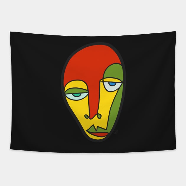 Simple lines face (color) Tapestry by oscarsanchez