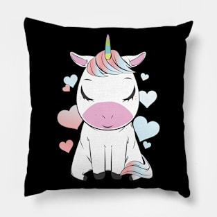 Cute Unicorn Heart T-Shirt Pillow