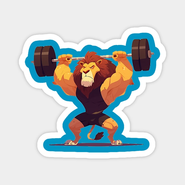 lion at gym Magnet by Stephanie Francoeur Art