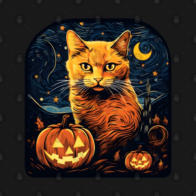 Starry Night Halloween Cat by illu