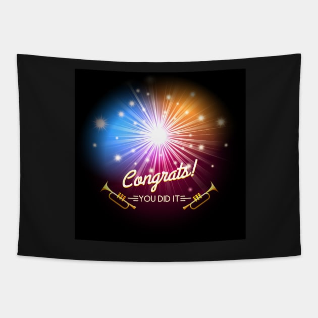 Congrats Fireworks Tapestry by devaleta