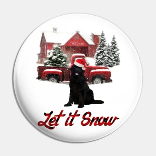 Newfoundland Let It Snow Tree Farm Red Truck Christmas Pin