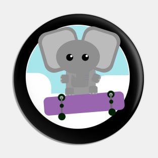 Cute elephant on skateboard Pin