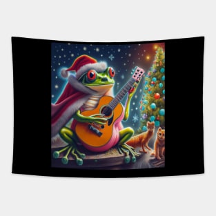 Christmas tree ugly frog playing guitar Tapestry