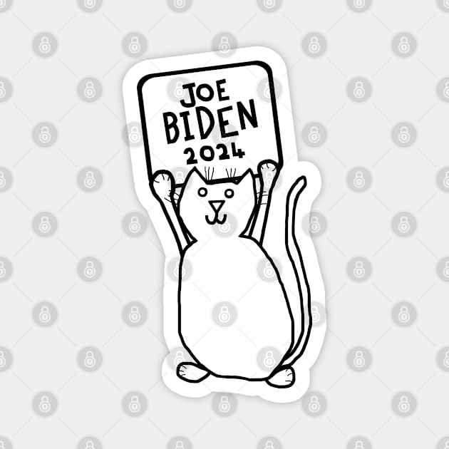 Cute Cat and Joe Biden 2024 Sign Magnet by ellenhenryart