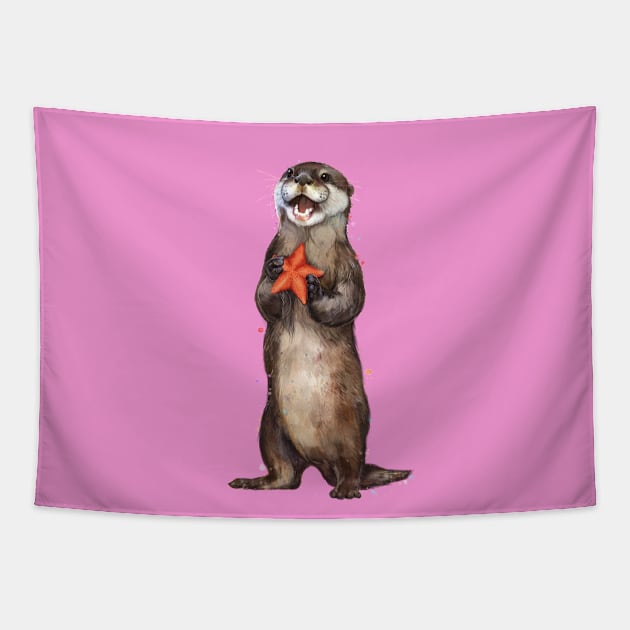 Otterly delighted Otter Tapestry by LauraGraves