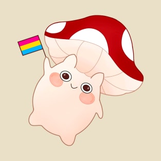 dancing and waving mushroom with pansexual pride flag T-Shirt