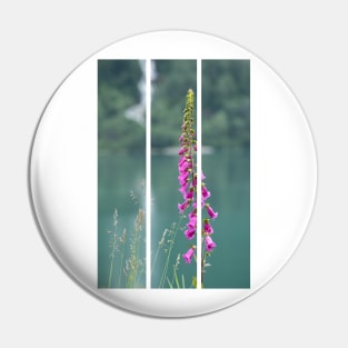 Wonderful landscapes in Norway. Blooming colorful lupine flowers in Norway in the wild grass. Blur background. Summer cloudy day(vertical) Pin