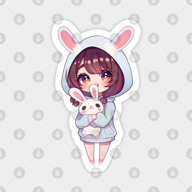 An Anime Girl With White Bunnies And White Hair Background, Cute Picture Of  The Easter Bunny Background Image And Wallpaper for Free Download