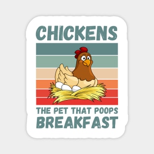 Chickens The Pet That Poops Breakfast, Funny Chicken Magnet