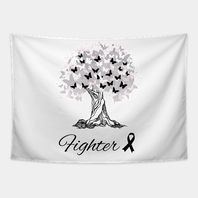 Raising Support & Awareness Fighter Tree With Butterflies Tapestry by MerchAndrey