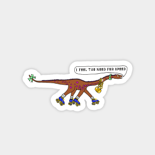 Rollerskating Retro Jurassic Diplodocus Magnet