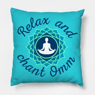 Azure Mandala and Chanting Om Pillow