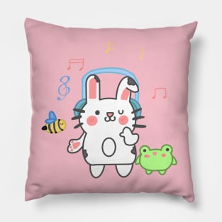 bunny listening to music Pillow