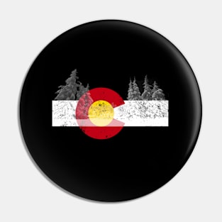 Colorado Flag Mountain Ski Trees Outdoor Pin