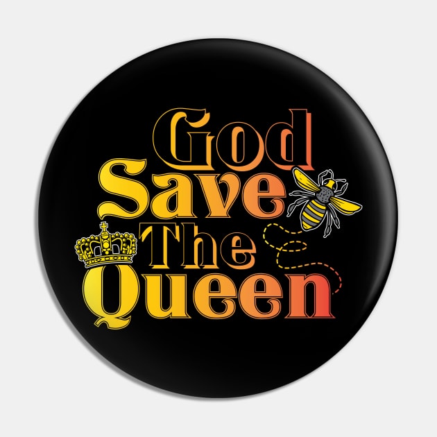 God Save the Queen Cute Beekeeper Honey Bee Pin by stockwell315designs