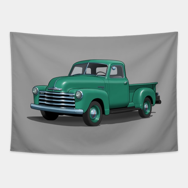 green 1949 chevrolet pick up truck Tapestry by candcretro