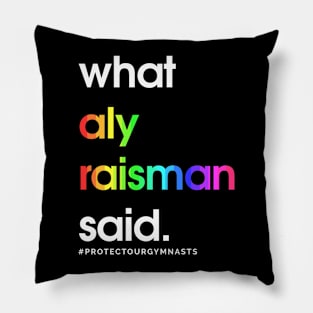Pocket Design - What Aly Raisman Said #ProtectOurGymnasts Rainbow Pillow