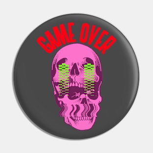 Game Over Glitch Skull Pin