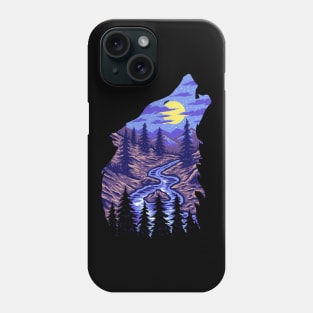 Wolf Silhouette Nature Full Moon Landscape Phone Case