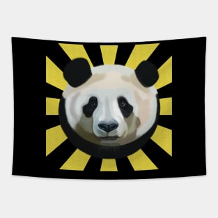 Striking Panda Bear on Sun Rays Tapestry