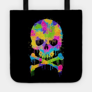 Abstract Trendy Graffiti Watercolor Skull Tote