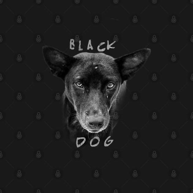 Lonely Black Dog looking for a friend, on pocket area T-Shirt by alienartfx