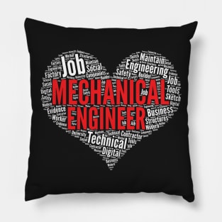 Mechanical engineer Heart Shape Word Cloud Design graphic Pillow