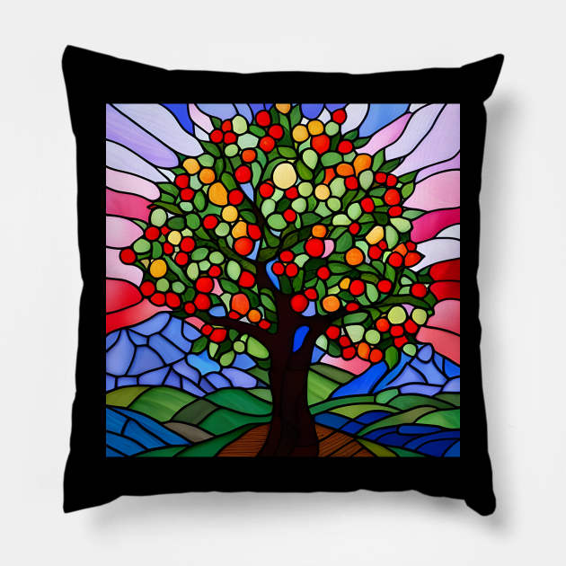 Stained Glass Apple Tree Pillow by Chance Two Designs