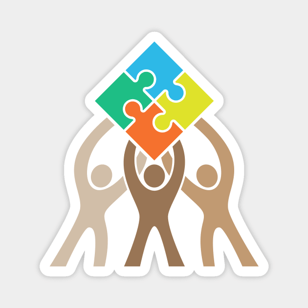 Teamwork and Unity Jigsaw Puzzle Logo Magnet by hobrath