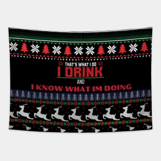 I drink and I know- Ugly christmas sweater design Tapestry