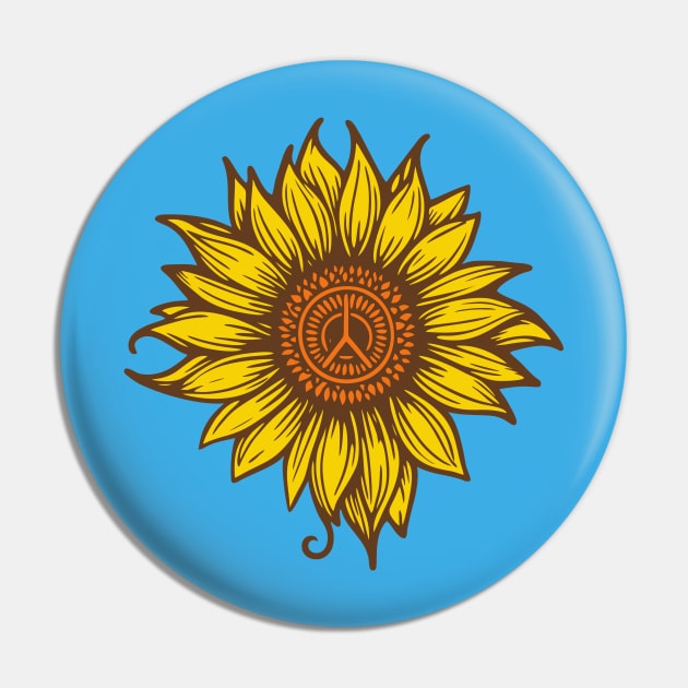 Sunflower Hippie Pin by DavesTees