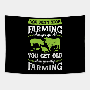 Farmer Old Woman Man Farming Grandma Grandpa Gift Tapestry